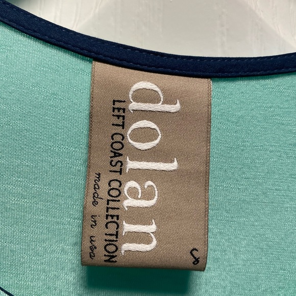 Anthropologie (Dolan Brand) blue combo short-sleeve shirt, longer in back. - Picture 2 of 4